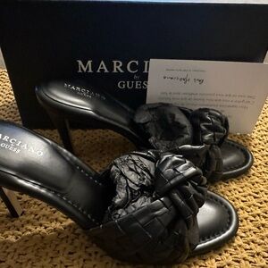 Marciano Black Woven Leather Heels